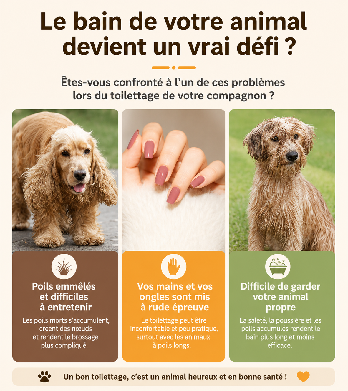 Brosse Vapeur 3-en-1 Pour Chien & Chat – Toilettage, Massage et Élimination des Poils