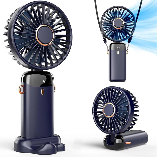 Mini ventilateur de cou pliable Adanis'Air, 3000 mAh, écran LED et 5 vitesses