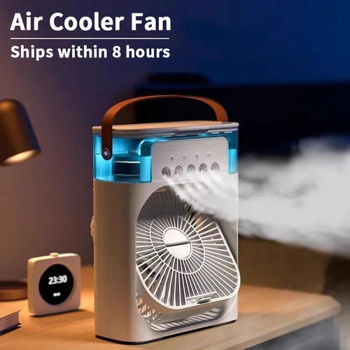 Mini Rafraîchisseur d'Air 3-en-1 Adanis'Air — Ventilateur, Brumisateur & Veilleuse LED, USB