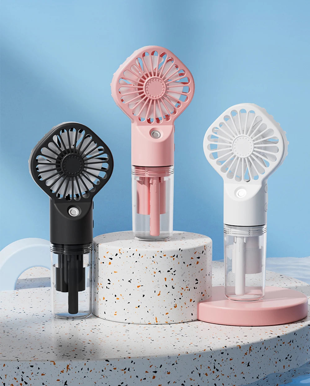 Ventilateur brumisateur portable Adanis'Air 2-en-1, spray d'eau et ventilation, rechargeable USB